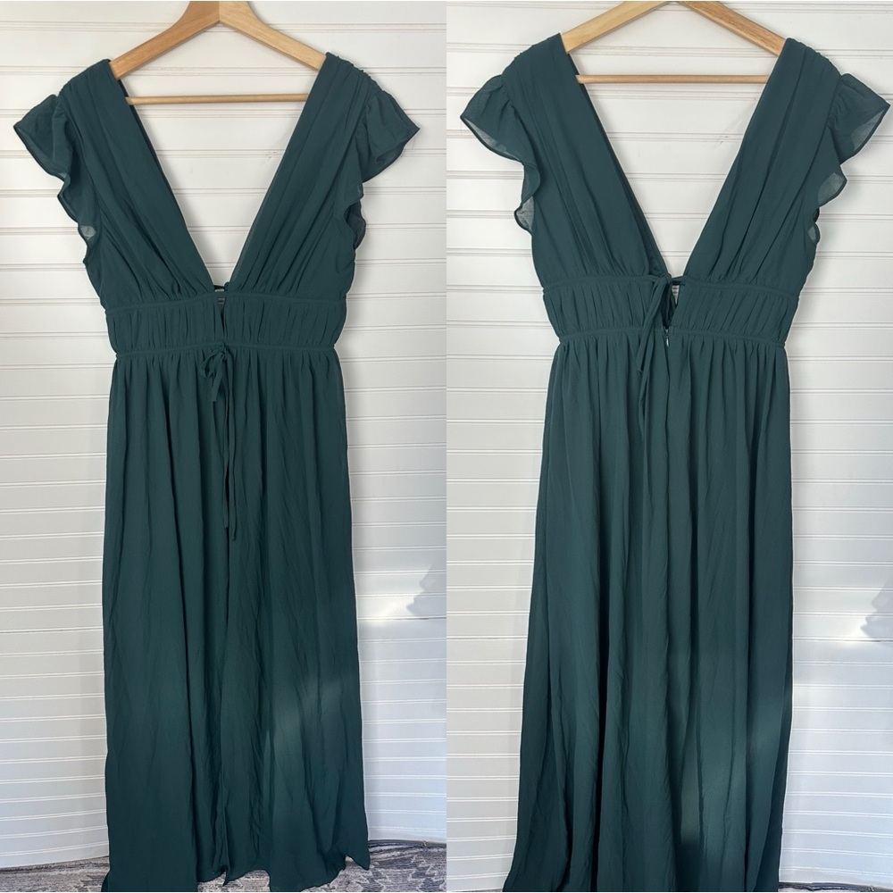 Lulus I'm All Yours Emerald Green Ruffled Maxi Dress - Picture 6 of 8